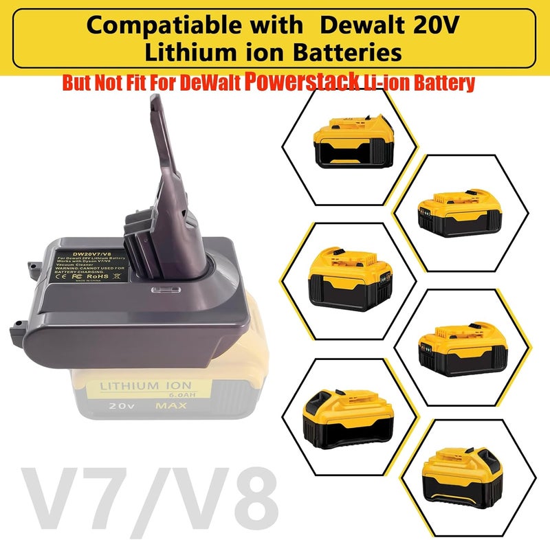 ASUNT New Version V8 V7 Battery Adapter for DeWalt 20V Lithium Battery Convert to Replace for Dyson V8 V7 Battery, Work for Dyson V8/7 Series Vacuum Cleaners V8/7 Animal V8/7 Absolute V8/7 Motorhead - Image 3